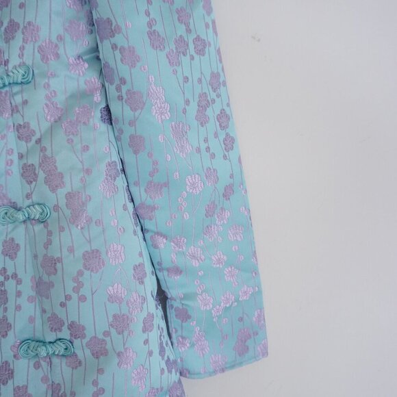 Sau Lee Jen Chinese Jacquard Blue w Purple Floral Mini Dress 6 - Picture 6 of 14